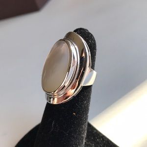 Genuine Silver ring with giant oval pearl!